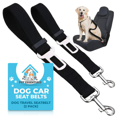 2Pk Dog Seat Belt Car Safety Adjustable Pet Travel Harness Lead Restraint Set